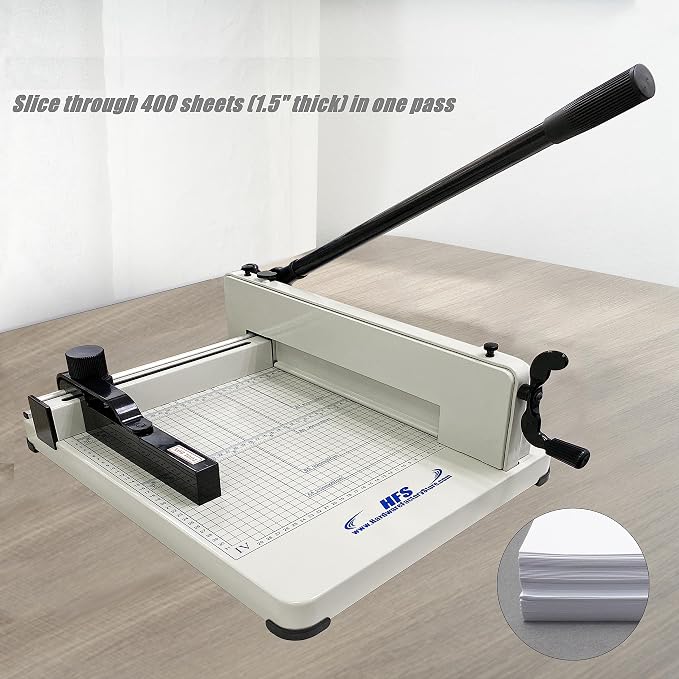 HFS Heavy Duty Guillotine Paper Cutter 400 Sheet Capacity | Solid Steel - Image 6