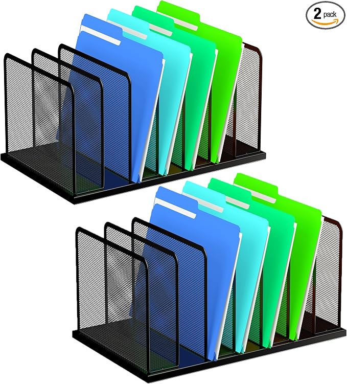 Kuntine.B Desk File Organizer Upright Mesh Desktop Organizer File Sorter Office by KuntineB