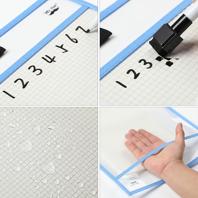 Mr. Pen- Reusable Dry Erase Pocket Sleeves, 6 Pack, Colorful | Clear Plastic - Image 7