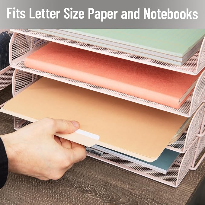 Mind Reader Stackable Paper Tray, Desktop Organizer, File Storage, Metal Mesh - Image 6