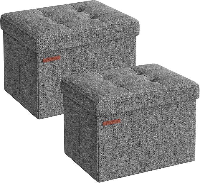 SONGMICS Small Folding Storage Ottoman, Foot Rest Stool, Cube Footrest by Unknown