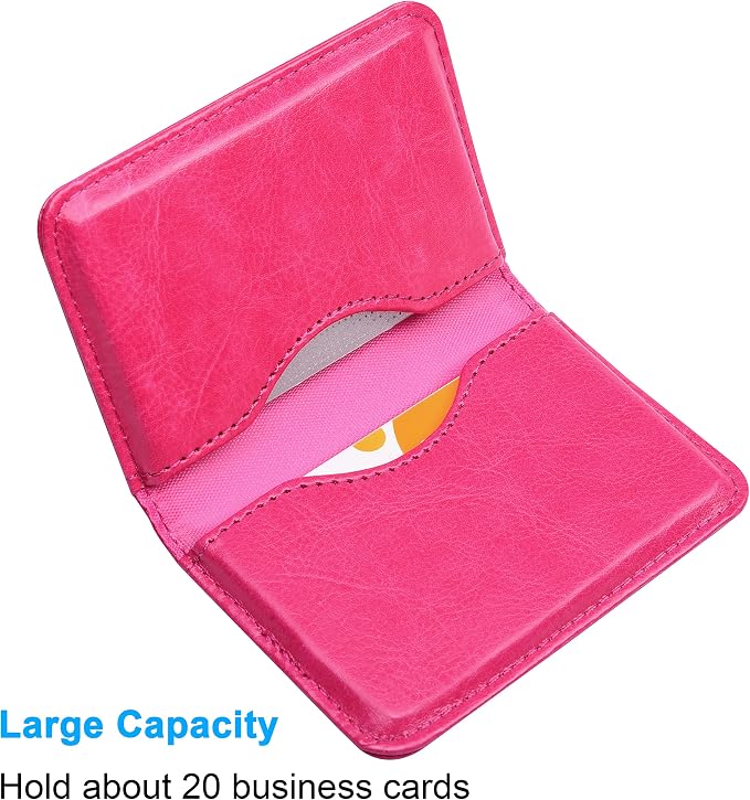 Wisdompro Business Card Holder, 2-Sided PU Leather Folio Name Card Holder - Image 2