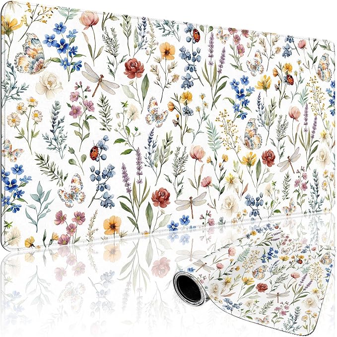Flower Large Gaming Mouse Pad 31.5"x15.7"｜ Weed Floral Plants XXL Desk Mat by Mcapirivo