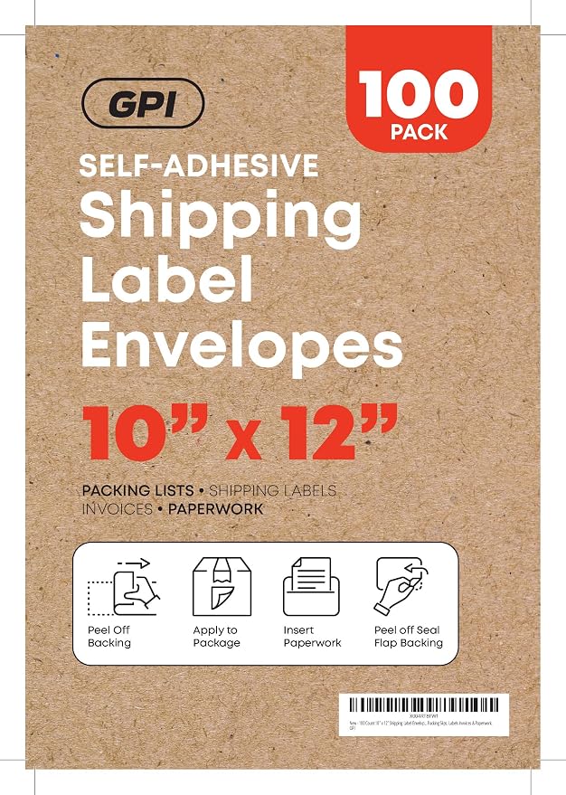 2000 Count 10" x 12" Shipping Label Envelopes, Top Loading - Image 2