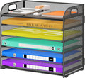 Cawukege 6 Tier Paper Organizer, Mesh Desk Organizer, Metal File Organizer by Cawukege