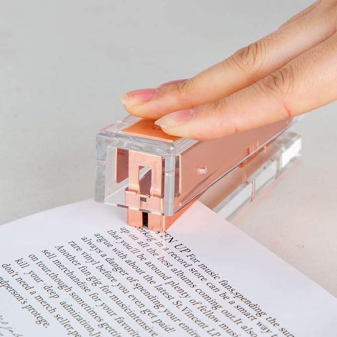 Elegant Ultra Clear Acrylic Rose Gold Desktop Stapler - Image 5