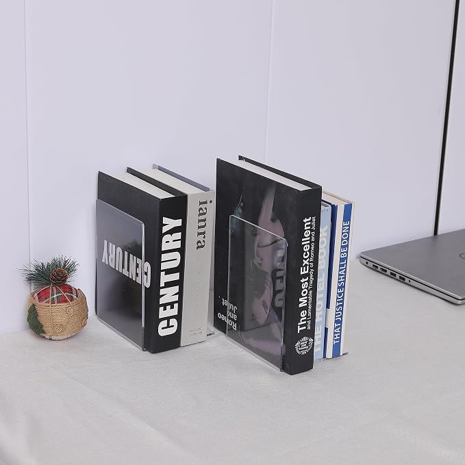 Clear Bookends for Heavy Books, Plastic Heavy Duty Book Holders Standand - Image 7