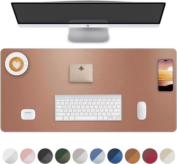 Leather Desk Pad Protector, Desk Mat, Large Mouse Pad, Non-Slip Desk Pad by AFIING