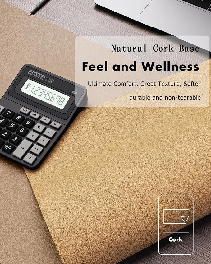 YSAGi Double-Sided Desk Pad, 31.5"x15.7"Leather Desk Mat, Eco Cork Desk Pad - Image 3