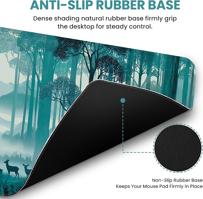 Aesthetic Desk Mat, Cute Deer Forest Desk Pad Protector - Image 3