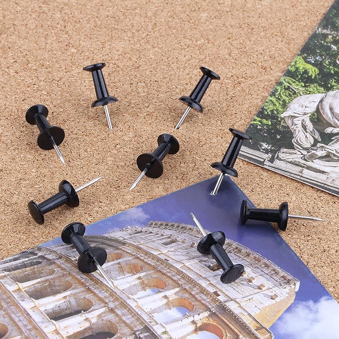 Push Pins 100-count Black Thumb Tacks Standard Dark Pushpins Steel Point and - Image 4