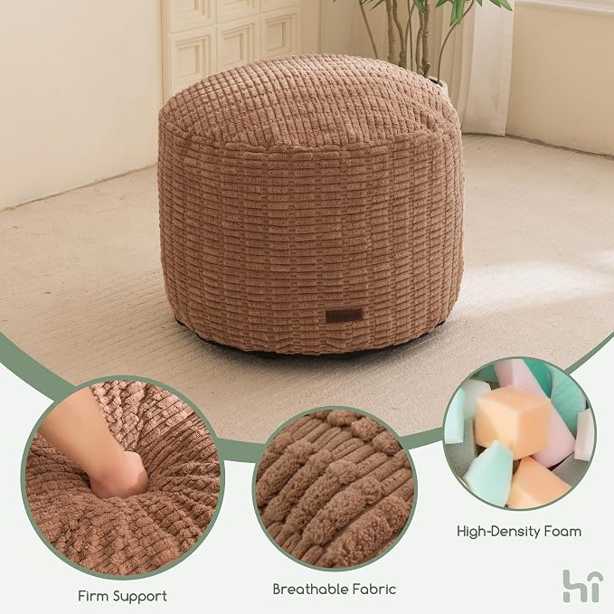 HIGOGOGO Pouf Ottoman Stuffed Round Modern Foam Filled Foot Rest Poufs - Image 6