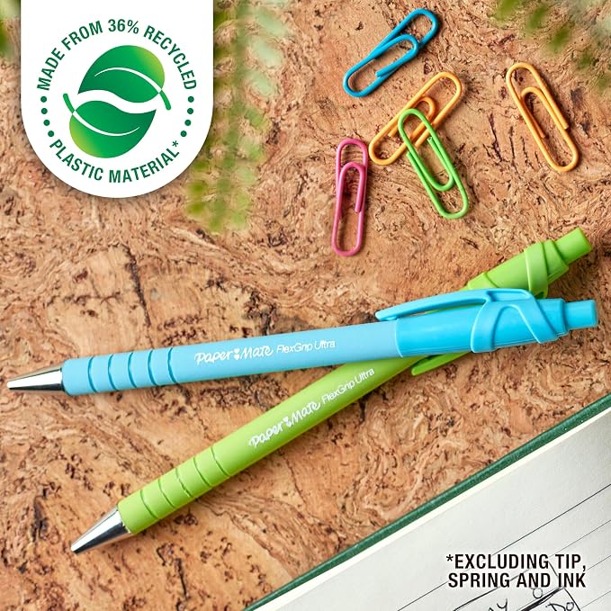 Paper Mate FlexGrip Ultra Ballpoint Pens, Recycled Plastic Materials Assorted - Image 2