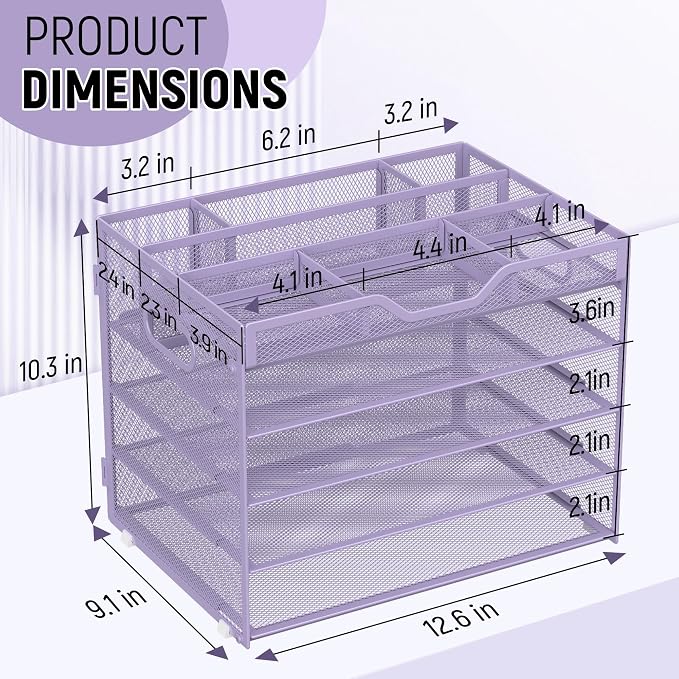 Docnest 5 Tier Mesh Desk Organizer- Letter Tray - Image 3