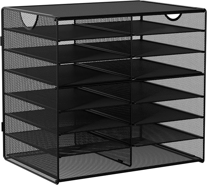 EasyPAG Paper Trays for Classroom 14 Tier Mesh Desk Organizer Shelves - Image 2