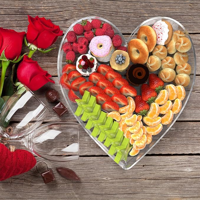 11" Acrylic Heart Shaped Charcuterie Board, Heart Plates - Image 6