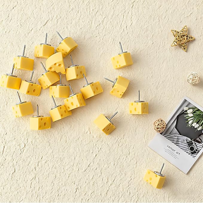 Cute Push Pins - 30Pcs Cheese-Shaped Decorative Fun Push Pins Thumb Tacks - Image 3