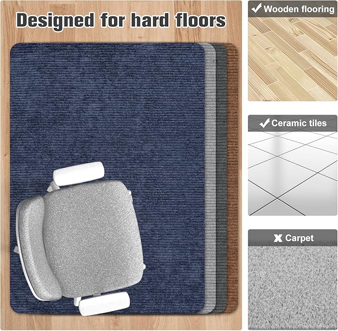 Placoot Desk Chair Mat for Hardwood Floor Corduroy Surface 1/6" Thick 55"x35" - Image 4