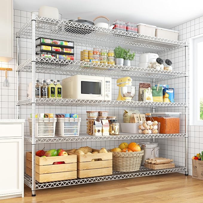 REIBII 55.5" W Storage Shelves 3200LBS Metal Shelving 5 Tier Wire Shelving - Image 7