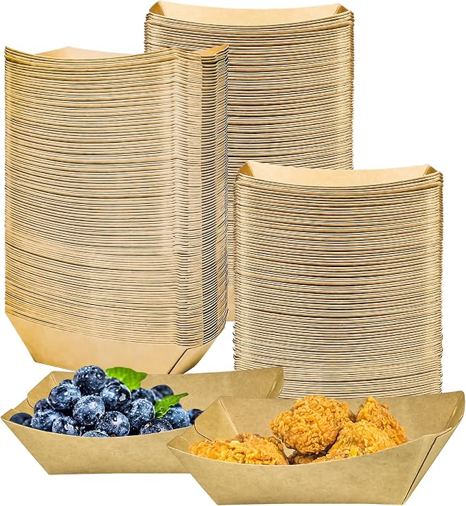 180 Pack 1/2 lb Disposable Kraft Food Paper Trays, Small Eco-Friendly Paper by MotBach