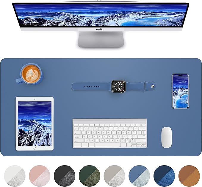 Leather Desk Pad Blotter, Mouse Pad, Office Desk Mat, Non-Slip PU Leather Desk by AFIING