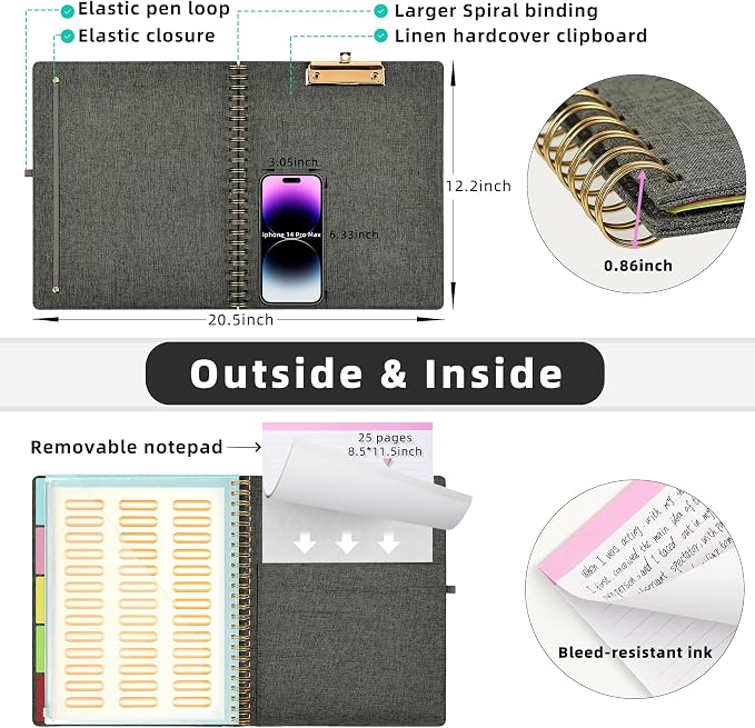 Ospelelf Foldable Spiral Clipboard Folio - Image 3