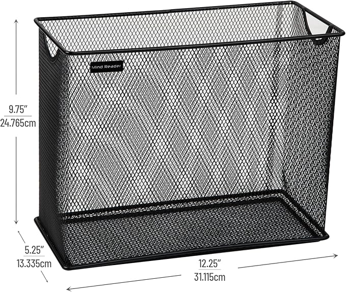 Mind Reader Vertical File Storage, Desktop Organizer, Hanging Files, Metal Mesh - Image 3