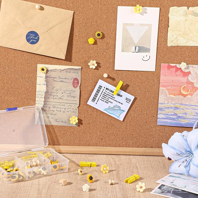 78 Pieces Push Pins Set Cute Thumb Tacks Decorative Flower Push Pins - Image 5