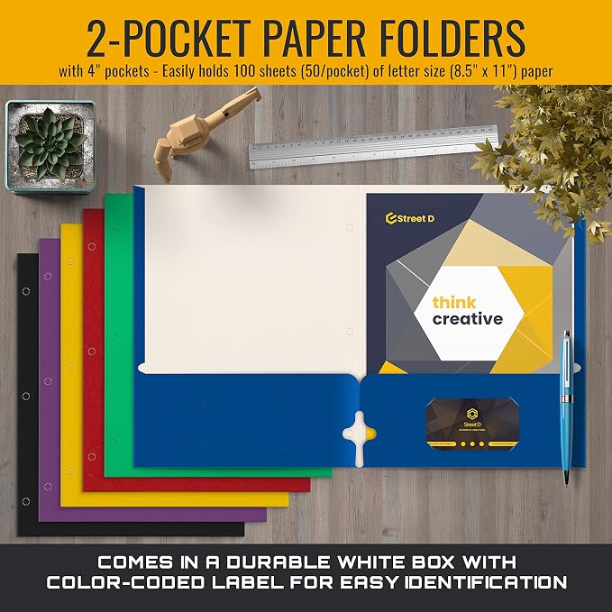 Better Office Products 2 Pocket Paper Folders, Letter Size Paper Portfolios - Image 4