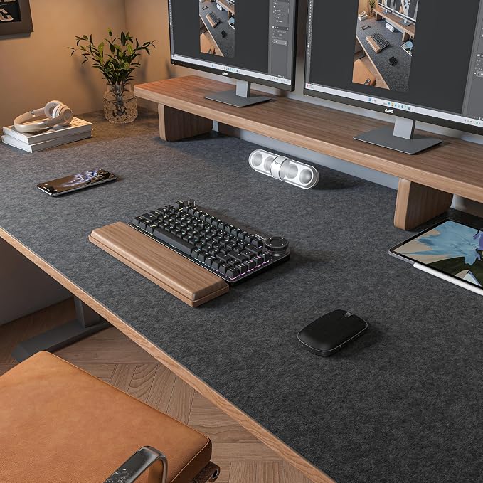 Large Felt Desk Mat, 47.2"x 23.6", Non-Slip Desk Pad by PremiumDeskPadatDawnTrees