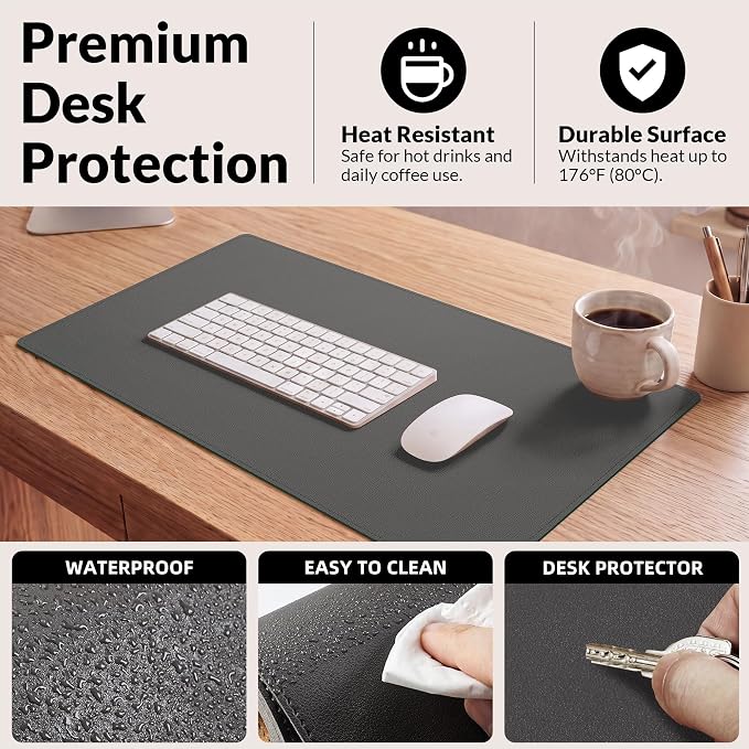 AFIING Cork Desk Mat, Dark Grey, 35.4" x 17", Desk pad Protector | Dual-Sided - Image 4