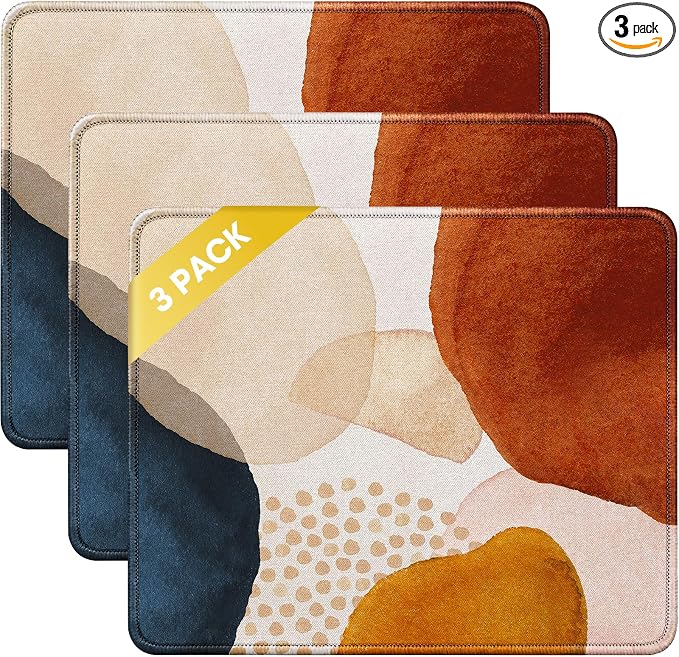 JIKIOU 3 Pack Mouse Pad with Stitched Edge, Portable Size-10.2x8.3in Boho | by JIKIOU