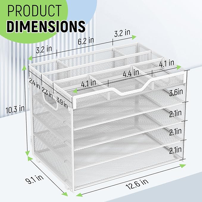 Docnest 5 Tier Mesh Desk Organizer- Letter Tray - Image 3