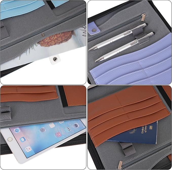 Wonderpool Travel Zippered Portfolio 3 Ring Binder A4 Padfolio Document Case - Image 8