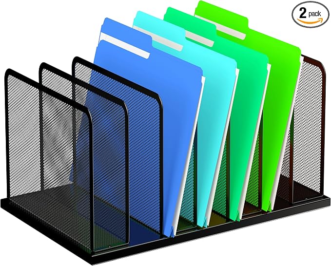 Kuntine.B Desk File Organizer Upright Mesh Desktop Organizer File Sorter Office by KuntineB