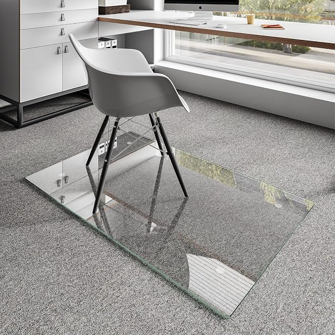 Koonmi Chair Mat for Carpet, Tempered Glass 30"x48" Office Chair Mat, Glass - Image 2