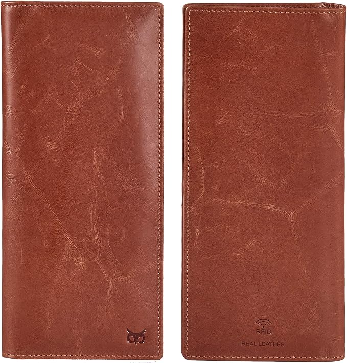 Long Wallet for Men Women Real Leather Bifold RFID Stylish Slim Handmade 2 ID - Image 5