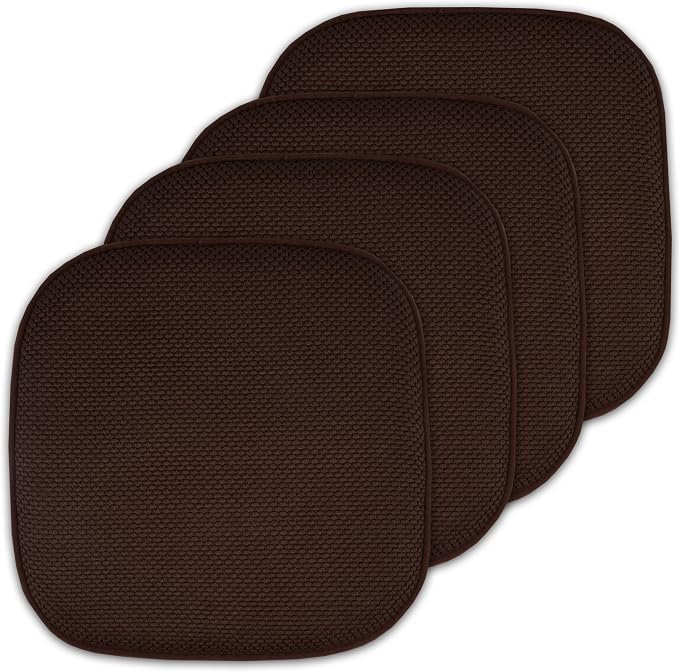 4 Pack Memory Foam Honeycomb Nonslip Back 16" x16" Chair/Seat Cushion Pad by SweetHomeCollection