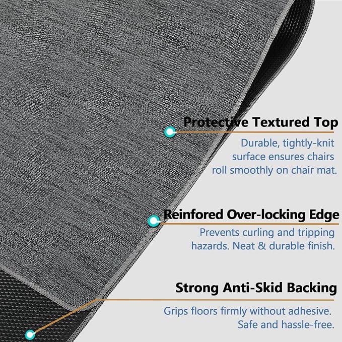 Chair Mat for Hardwood Floor, Large Anti-Slip Hard Floor Protector Rolling - Image 3