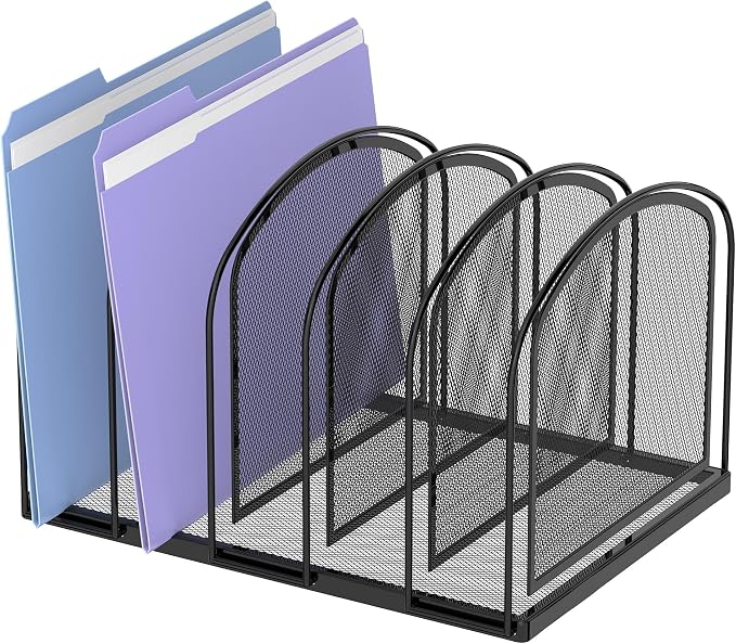 SUPEASY File Organizer for Desk, 5-Section Mesh Desk Organizer, Vertical File by SUPEASY