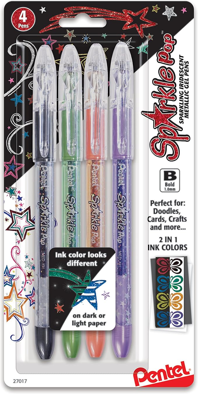 Pentel Sparkle Pop Metallic Gel Pen, 1.0mm Bold Line by PentelofAmerica