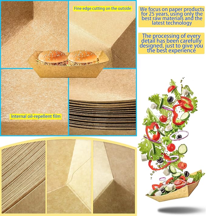100 Pack 2lb Paper Food Trays, Heavy-Duty Paper Food Boat Disposable Serving - Image 3