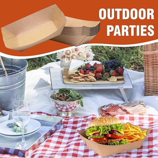 2lb Natural Kraft Paper Food Trays - Image 4