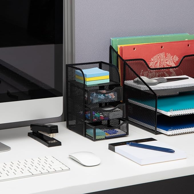 Mind Reader Desktop Accessory Storage, Paper Binder Clip Basket, Metal Mesh - Image 2