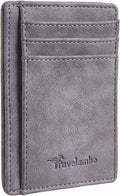 Travelambo Slim Wallet Front Pocket Minimalist Leather RFID Blocking Medium Size by Travelambo