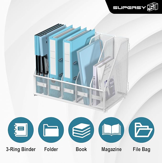 SUPEASY Desk Organizers Metal Desk Magazine File Holder - Image 4