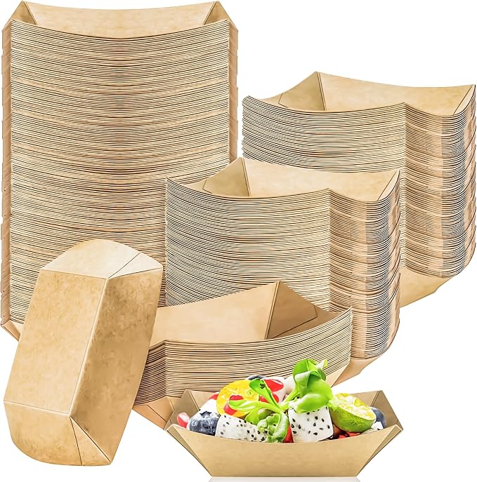 120 Pack 1/2Lb Paper Food Boat Trays Disposable Small Paper Boats Plates by MotBach