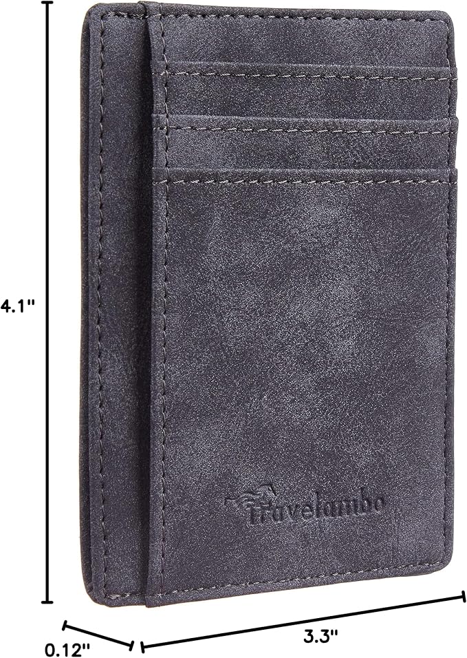 Travelambo Slim Wallet Front Pocket Minimalist Leather RFID Blocking Medium Size - Image 5