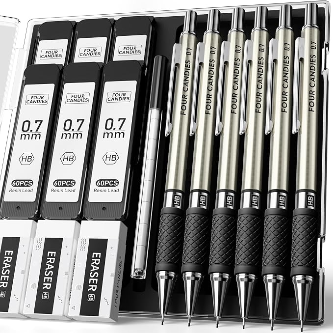6PCS Metal Mechanical Pencil Set by FourCandies