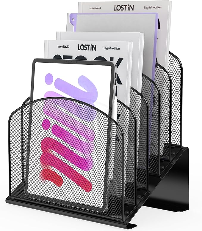 Inclined Desk File Organizer Metal Desk Magazine Folder Holder by Sinboun